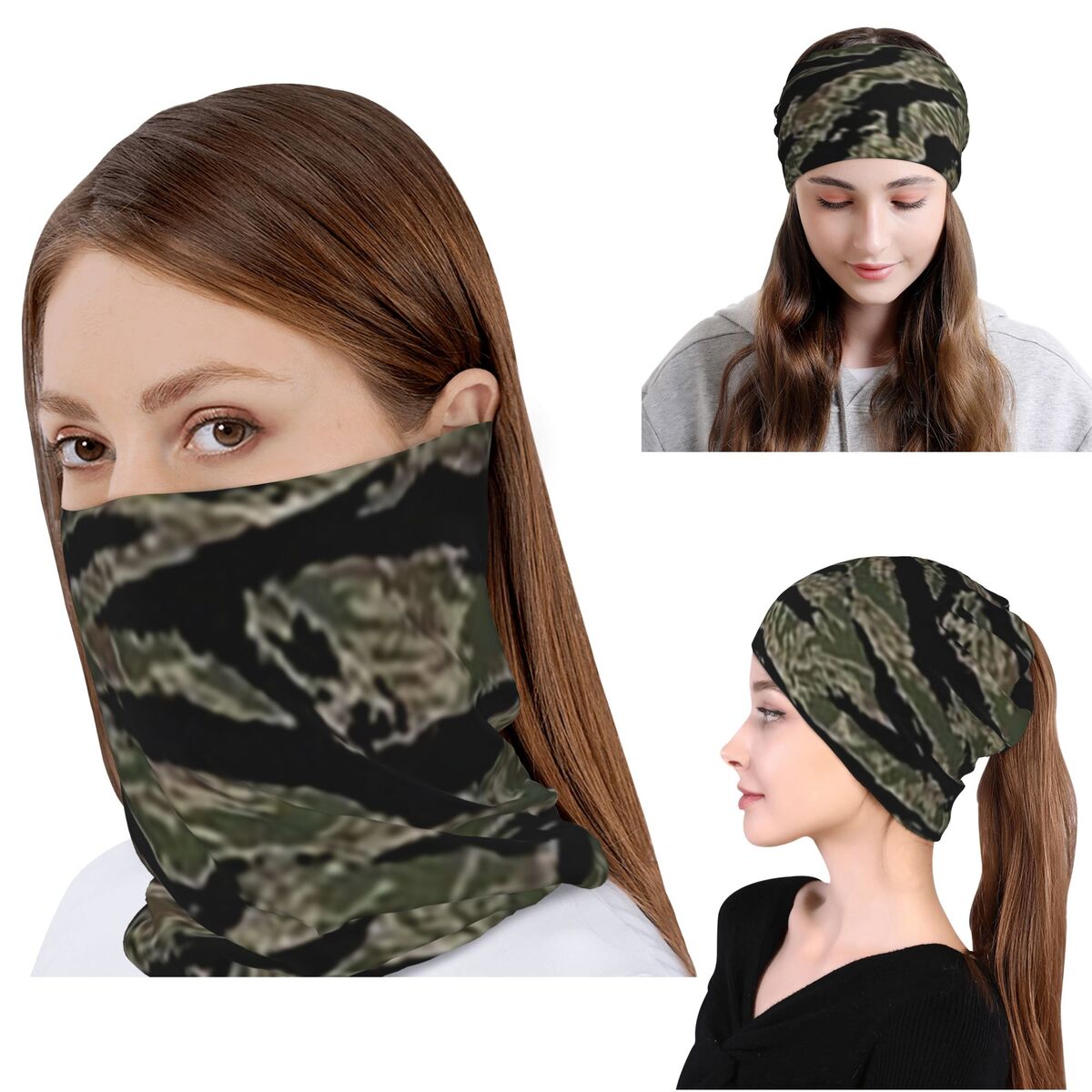 Beanie Winter Hat - Tiger Stripe Camouflage Military Camo Bandana