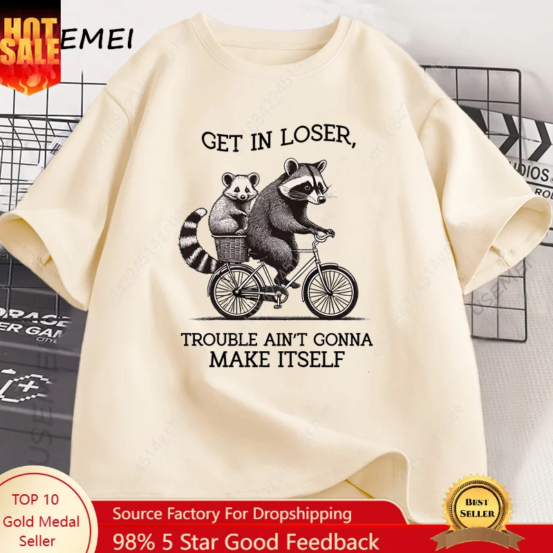 Get in Loser T Shirt Funny Rac - Graphic Tee Oversized recension och pris