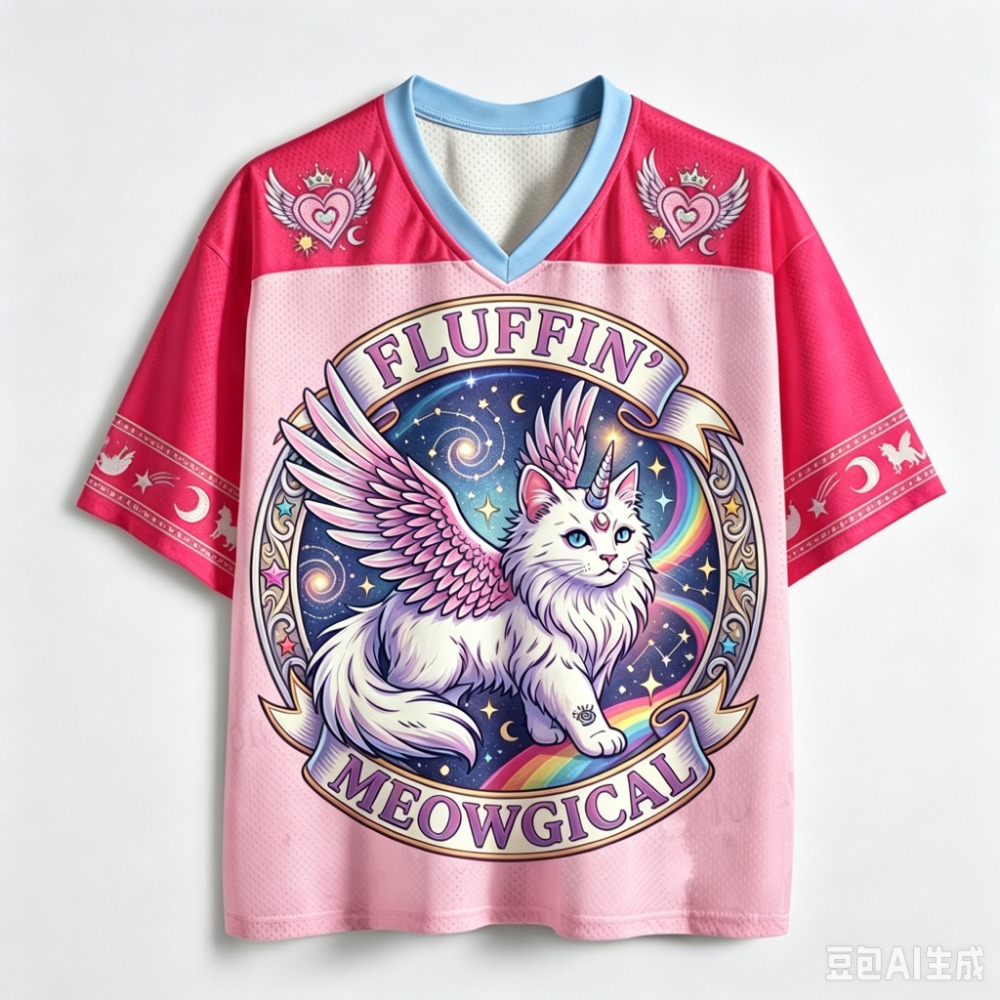 Y2K Retro Rainbow Cat 3D Print - Men'S Fashion V Neck T Shirts recension och pris