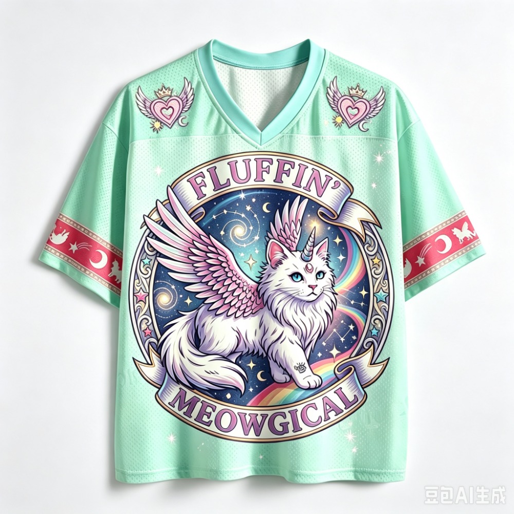 Y2K Retro Rainbow Cat 3D Print - Men'S Fashion V Neck T Shirts recension och pris