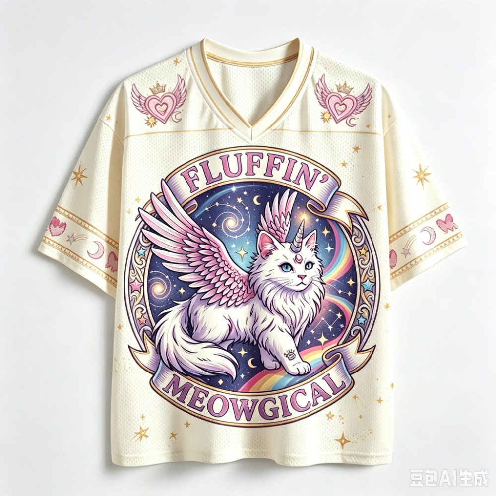 Y2K Retro Rainbow Cat 3D Print - Men'S Fashion V Neck T Shirts recension och pris