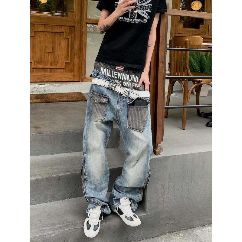 Men's Patchwork Design Jeans 9 - Mens Fashion Young recension och pris