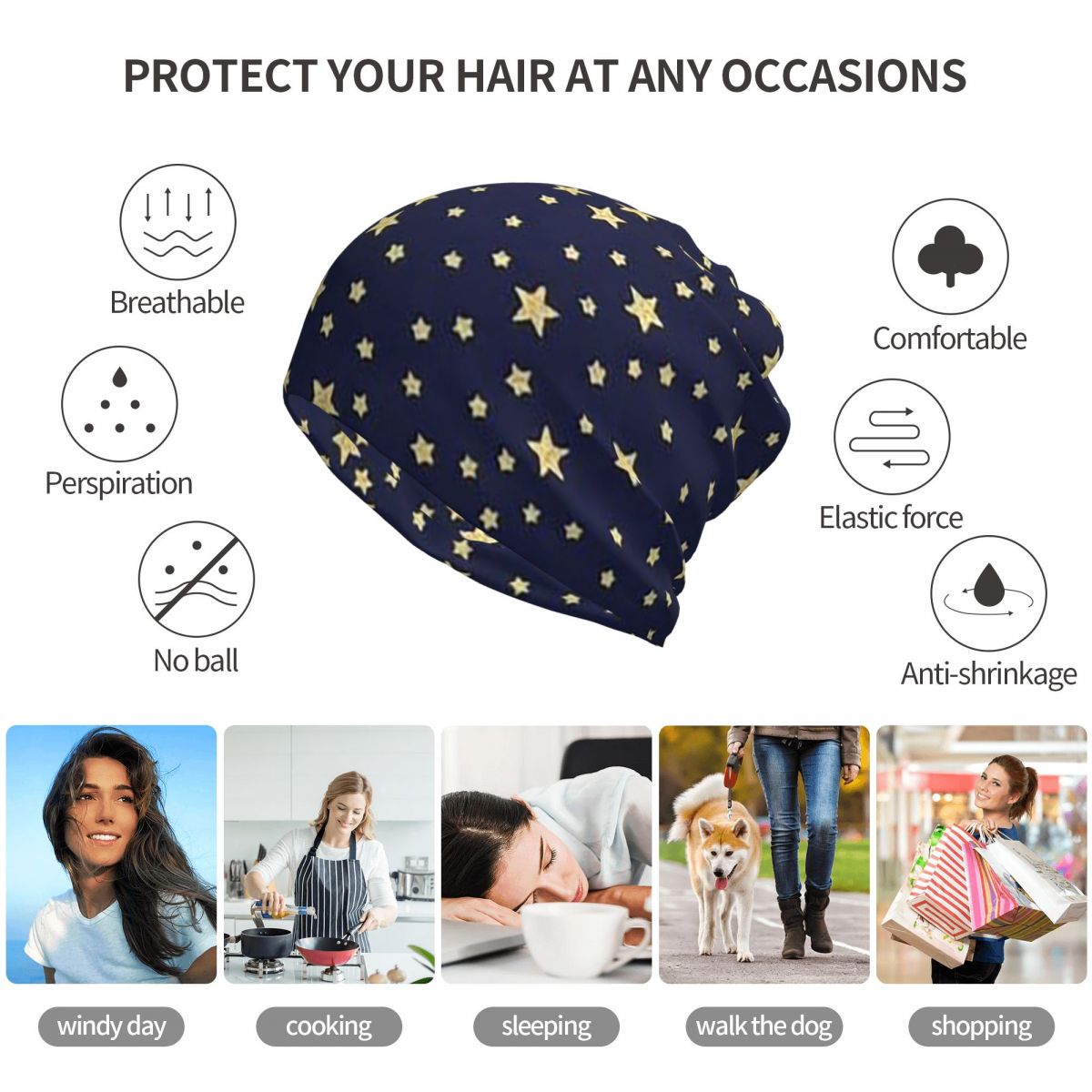 Navy Blue Sky And Stars Print  - Beanie Winter Hat recension och pris