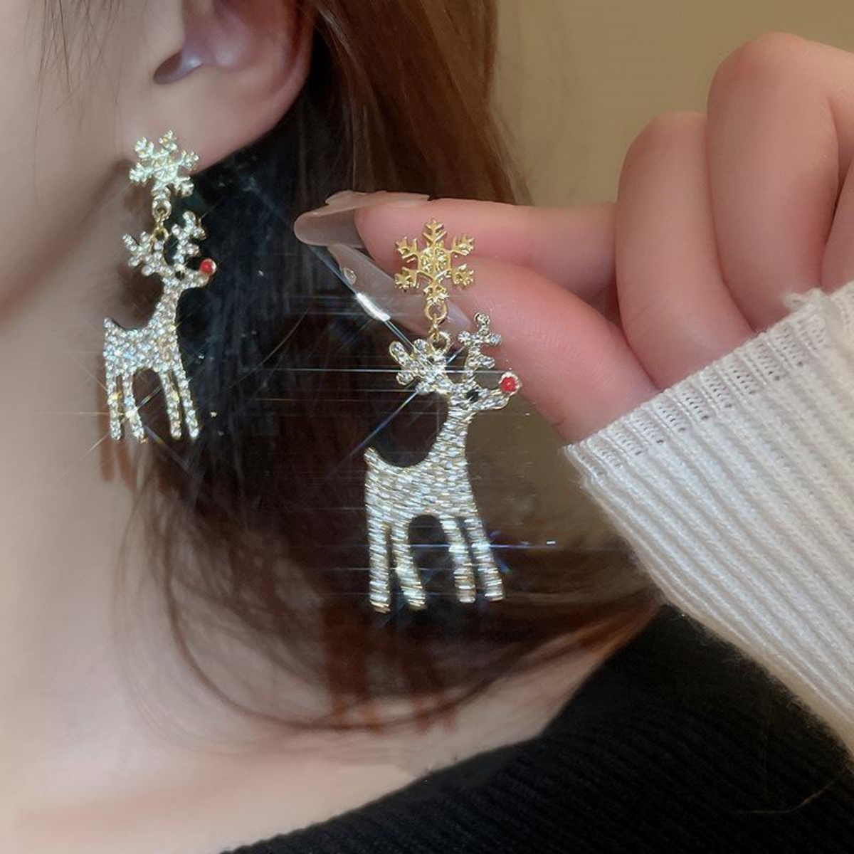 Xmas Holiday Deer Drop Earring - Mens Xmas Fashion recension och pris