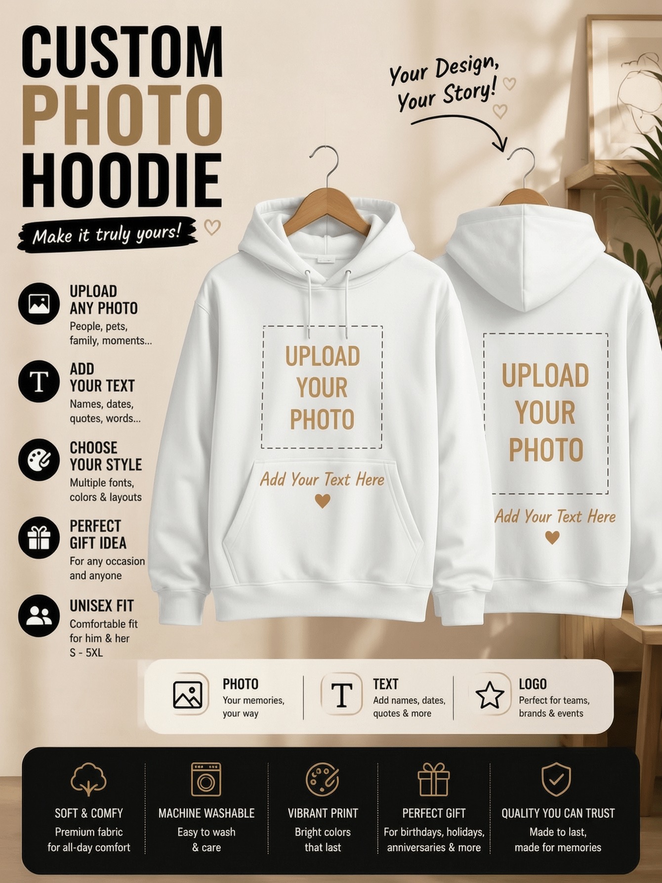 Winter Customize Womens Hoodie - Graphic Tee Oversized recension och pris